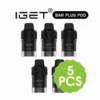 A selection of sleek black and silver electronic devices, including 5 Pcs IGET Bar Plus Pod Only.