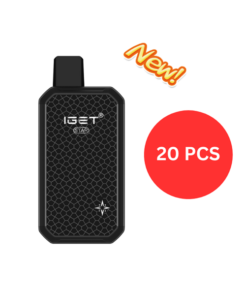 An IGET STAR L7000 Bundle 3 PCS vape device, featuring a black rectangular design with a prominent red circle and accompanying text.