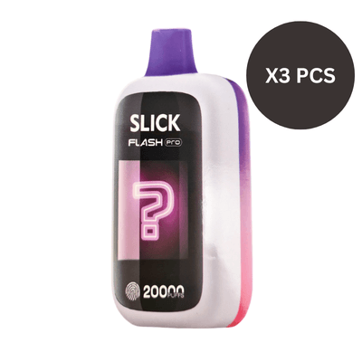 A sleek black and white e-cigarette labeled "BUNDLE 3 PCS - HQD SLICK FAST PRO" featuring a bold design with "20000" puffs, is highlighted alongside an "X3 PCS" badge.