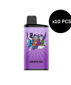 Purple vape device labeled "Grape Ice" with a graphic design. Text overlay indicates "x10 pcs.